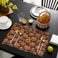 thumbnail image 3 of Halloween Jack O Lanterns on Dark Background Summer Placemats Table Placemats Set Of 6-Linen Kitchen Washable Placemats Table Mats 11.8"x17.7" Non-Slip Heat Resistant, 3 of 5