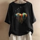 thumbnail image 2 of Blusas de Manga Corta para las Mujeres Impresas Cuello Redondo Camiseta Casual, Blusa de Algodón de Imitación para las Mujeres, 2 of 4