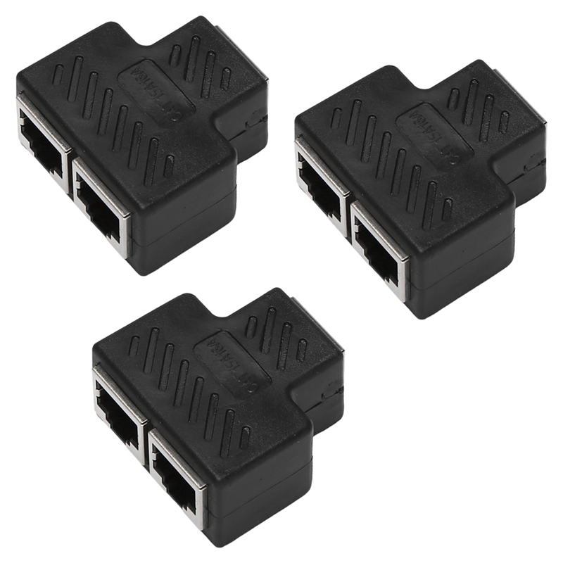 3X 2 Port RJ45 Splitter Adapter LAN Network Extender Connector