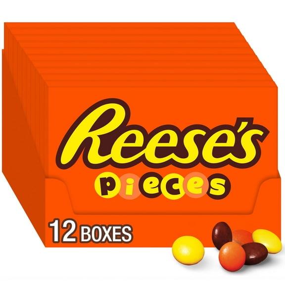 REESE'S PIECES Peanut SCH4 Butter in a Crunchy Shell, Candy Boxes, 4 oz (12 Count)