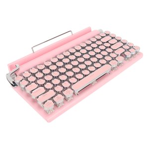 Clavier mécanique, Blue Switch Retro Round Claquette TypeWriter Support de clavier mécanique 3 Dispositifs FN Maître pour les comprimés Rose
