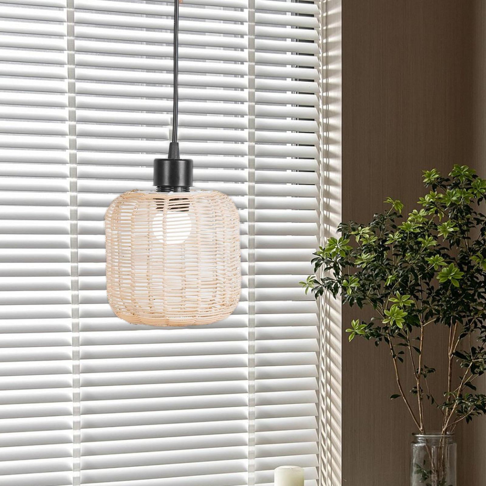 Bvdfgk Ceiling Fan Light Cover, Retro Rattan Woven Chandelier Light Cover, Woven Rattan Style C