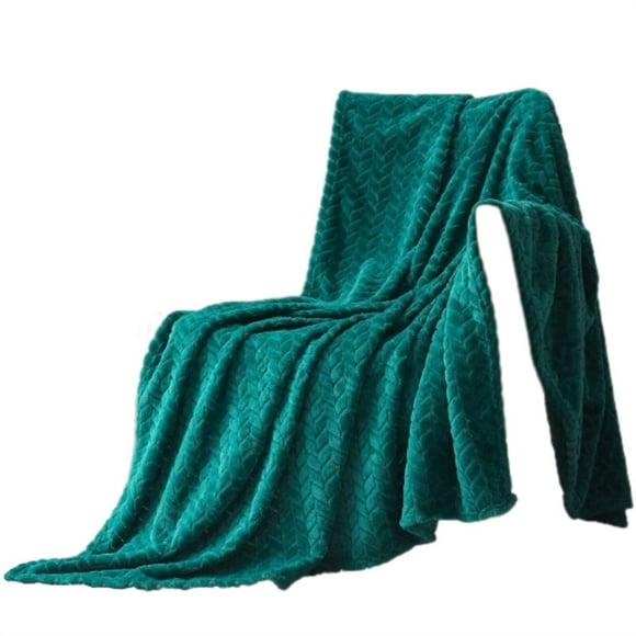 HJQEQVD Minky Blankets Large Flannel Throw Blanket Jacquard Weave Leaves Pattern Blanket for Office 127*178 cm