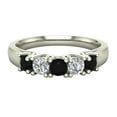 thumbnail image 4 of Wedding Band Five Stone Diamond Ring Round Brilliant Cut w/ Trellis Setting 0.75 CT TW 14K White Gold, 4 of 5