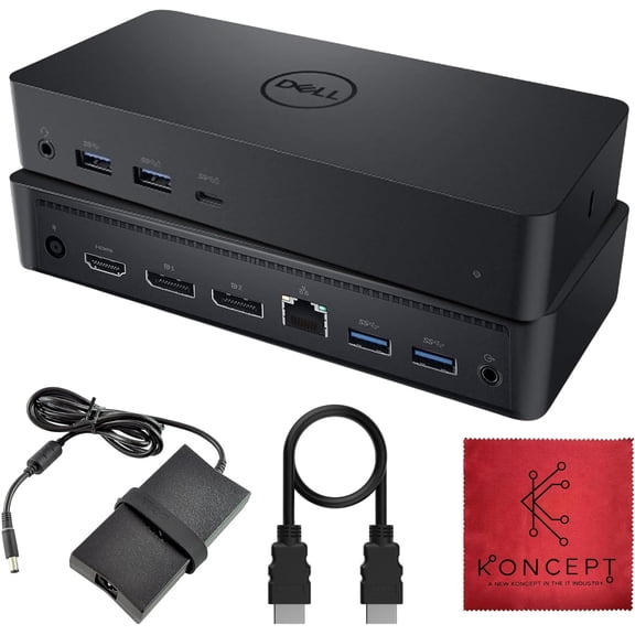 Restored Dell D6000 USB 3.0 Universal Docking Station, Dual 4K or Single 5K Display, HDMI, DisplayPort, Multiple USB Ports, 130W Power Adapter (Refurbished)