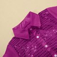 thumbnail image 5 of Hjtefg Kids' Performance Shirt - Sparkly Sequined Dance Top | Long Sleeve Button-Down Stage Shirt,Color: Hot Pink Size: 5-6 Years, 5 of 7