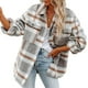 thumbnail image 1 of Womens Brushed Flannel Casual Plaid Long Sleeve Shirt Blouse Jacket With PocketXL, 1 of 4