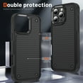 thumbnail image 2 of Dteck Case for iPhone 16 Pro Max,Shockproof Silicone Heavy Duty Dual Layer Protective Hard PC Textured Back & Soft Bumper Cover for iPhone 16 Pro Max,Black, 2 of 7