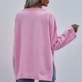 thumbnail image 3 of Suéter de mujer con cuello redondo y bolsillo en color rosa, manga larga, color puro, jersey de punto informal, talla S, 3 of 6