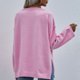 thumbnail image 4 of Suéter de punto con cuello redondo y bolsillo, jersey de color puro, suéter informal de manga larga para mujer, color rosa L, 4 of 6