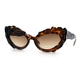 thumbnail image 5 of Womens Floral Thick Plastic Foliage Oval Retro Fashion Plastic Sunglasses Tortoise - Brown, 5 of 8