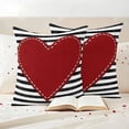 thumbnail image 3 of Valentine's Day Outdoor Waterproof Pillow Covers, Red Love Heart Black Striped Farmhouse Decorative Square Throw Pillowcase Sofa Cushion Sham for Patio/Couch/Chair, 18"x18" 2 Pack, 3 of 8