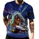 thumbnail image 1 of Camiseta con estampado de Papá Noel para hombre, camisetas rojas de manga corta con estampado de alces, ropa informal holgada con cuello redondo, 6XL, 1 of 4