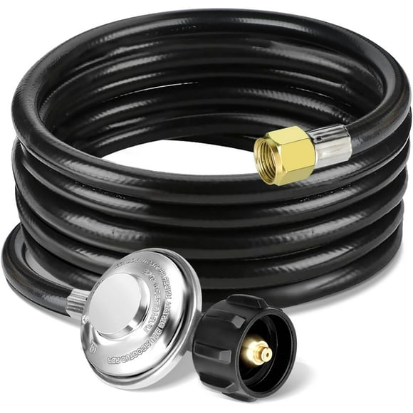 shiyou-12 FT Propane Regulator and Hose Universal QCC1 Grill Replacement for Most LP Gas Grill, Patio Heater, Fire Pit and More, Low Pressure, 3/8 inch Female Flare Nut