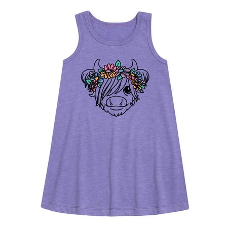

Instant Message - Highland Cow Flower Crown - Toddler and Youth Girls A-line Dress