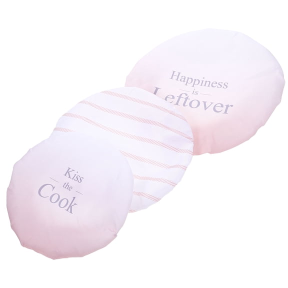 PAMINGONO Washable Fabric Bowl Covers Dust Proof Pink 3Pcs