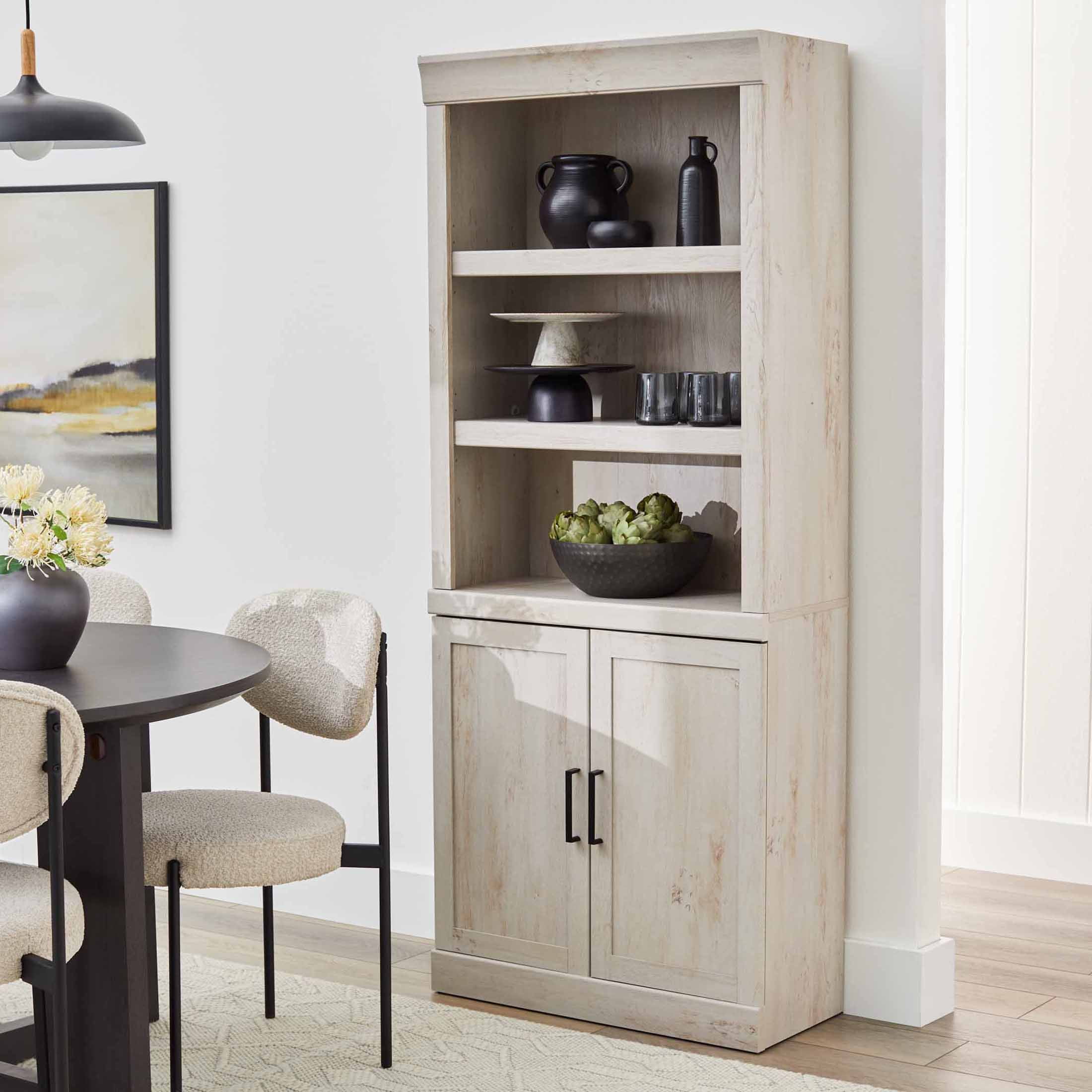 Better Homes & Gardens Glendale Bookcase With Doors, Rustic White Finish