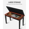 thumbnail image 3 of Donner Black Duet Piano Bench with Storage, Solid Wood Keyboard Bench with Bookcase, Padded Seat Stool Chair, High-Density Sponge Cushion, 3 of 6