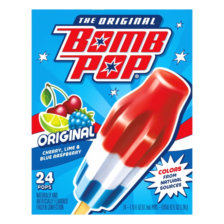 Bomb Pop Original Freeze Ice Pops, Frozen Freezer Dessert, 24 Pack