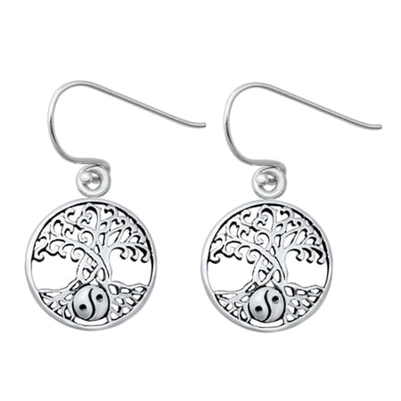 Sterling Silver Tree of Life Celtic Knot Yin Yang Filigree Swirl Earrings 925 Jewelry Female Unisex