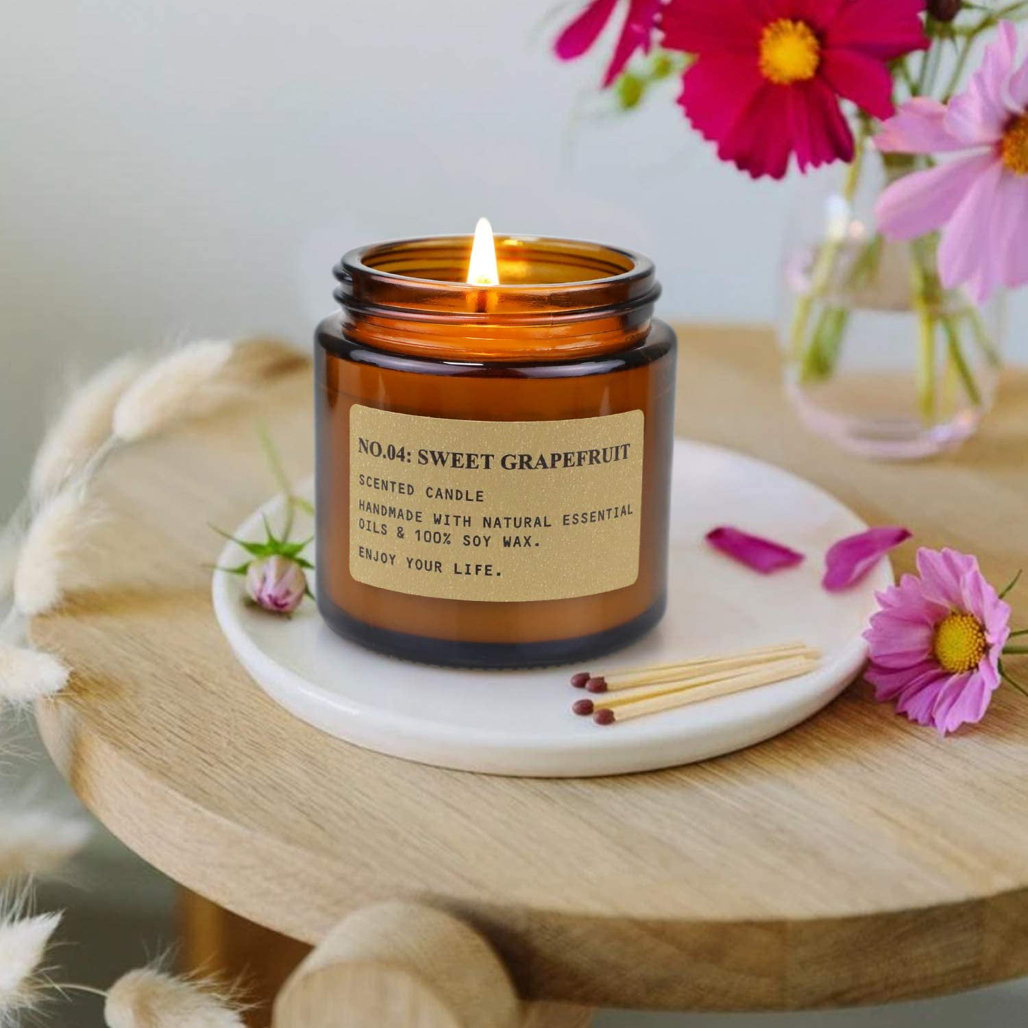 Set of 6 Candles - Zodiac Massage Candle, Garden Floral Fragrance