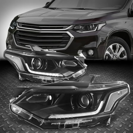 NUVISION for 18-21 Chevy Traverse OE Style Black LED DRL HID Projector Headlight Pair