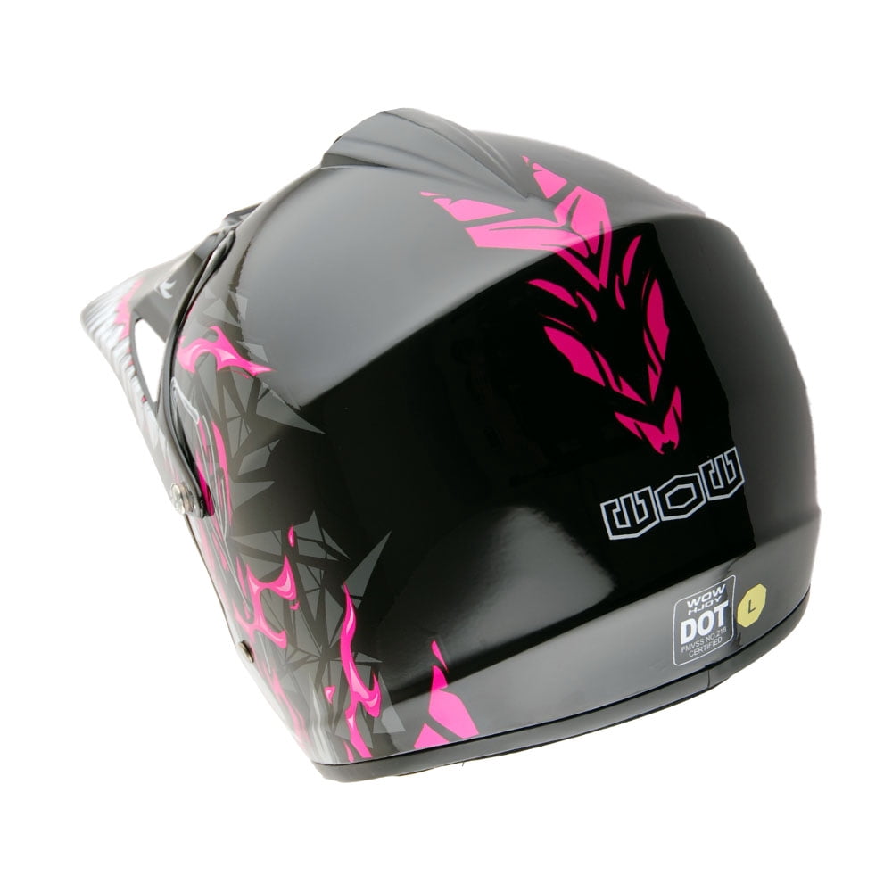 WOW Youth Kids Motocross BMX MX ATV Dirt Bike Helmet HJOY Dino Pink
