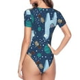 thumbnail image 4 of Easygdp Alpaca Astronaut In Space Women'S Waist-Cinching Short-Sleeved Onesie, Olastic Onesiet,Snaps At Bottom,Easy To Put On And Take Off - Medium, 4 of 9