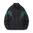 thumbnail image 3 of Iyufng Men's Stand Collar Geometric Color Block Track Jacket Full Zip Rib Cuff Vintage Lightweight Windproof Athletic Coat, 3 of 8