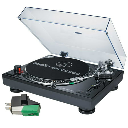 Audio-Technica Professional Turntable (Black) + Cartridge Bundle + Cleaning (Best Cartridge For Audio Technica At Lp120)