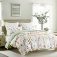 thumbnail image 2 of Jolusere Floral Leaves Queen Comforter Sets, 3 Pieces Green Leaves Colourful Floral Reversible Bedding Sets for Adults All Season, 2 of 10