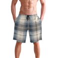 thumbnail image 4 of Dailycode Men's Quick Dry Swim Trunks Beach Shorts Casual Summer Board Shorts with Pockets, Navy and White Plaid, 4 of 8