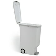 simplehuman Kitchen Trash Can, 10.6 Gallon Plastic Step Garbage Bin with Secure Slide Lock Lid, White