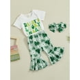 Baby Girls Irish Outfits Short Sleeve Romper + Flare Pants + Headband