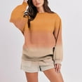 thumbnail image 2 of BXINGOHAI Womens Gradient 2 Piece Sets Thin Fleece Long Sleeved Sweatsuit Round Neck Sweatshirts and Sweat Shorts Casual Fall Winter Outfits Today Sales Orange,L, 2 of 6