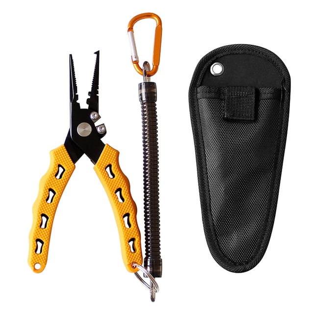 Portable Fishing Pliers Tungsten Blade Fishing Pliers Fishing Line Cutters Fishing Pilers with Missed Rope Storage Bag