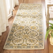 SAFAVIEH Classic Cordelia Floral Wool Runner Rug, Ivory/Light Blue, 2'3" x 8'