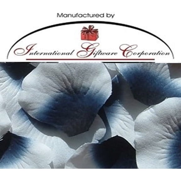 Navy Blue / White - Two Tone - 100 Silk Rose Petals Wedding Favors - Solid Colors - Wedding Reception and Party Supplies