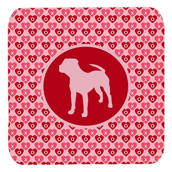 Pit Bull Valentine Hearts Foam Coasters - Set 4, 3.5 x 3.5 In.