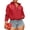 Red, variant on Denim Hoodie Pullover for Women Long Sleeve Tops Women Half Zip Denim Hoodie Pullover Jacket Jean Sweatshirt Tops with Pockets Dark Blue 2XL