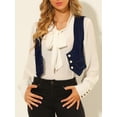 thumbnail image 5 of DARING DIVA Women's Denim Button Up Jean Crop Racerback Vest Jacket S Blue, 5 of 6
