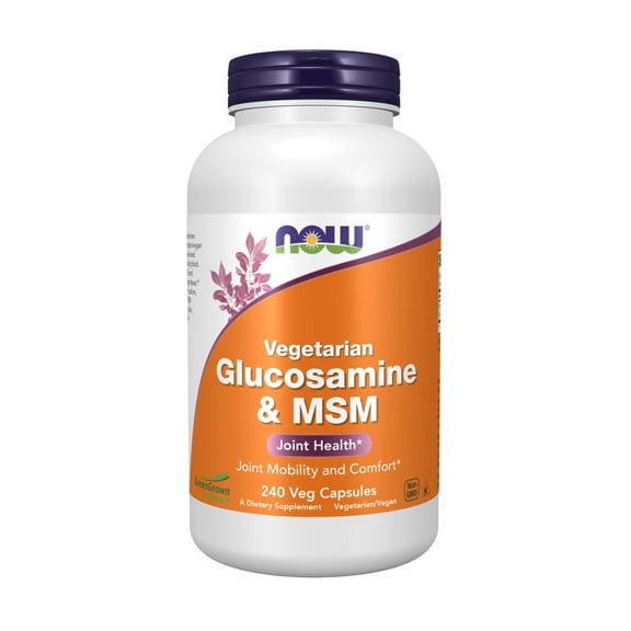 NOW Supplements, Glucosamine & MSM (GreenGrown® Glucosamine), Vegetarian, 240 Veg Capsules