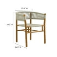 thumbnail image 4 of Dining Side Chair Armchair, Set of 2, Natural Brown, Teak Wood, Outdoor Patio Balcony Cafe Bistro Garden Hospitality Restaurant, Modern Contemporary, HB37075, 4 of 11