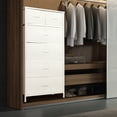 thumbnail image 5 of Tall Dresser with 6 Drawers for Bedroom, 4+2 Vertical Storage Organizer Tower, Chest of Drawers with Fabric Bins, Steel Frame, Handle, Wood Top for Home Living Room, Closet, Entryway - White, 5 of 9