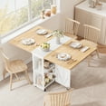 Cocosity Folding Kitchen Table, Drop Leaf Compact Table with Wheels ...