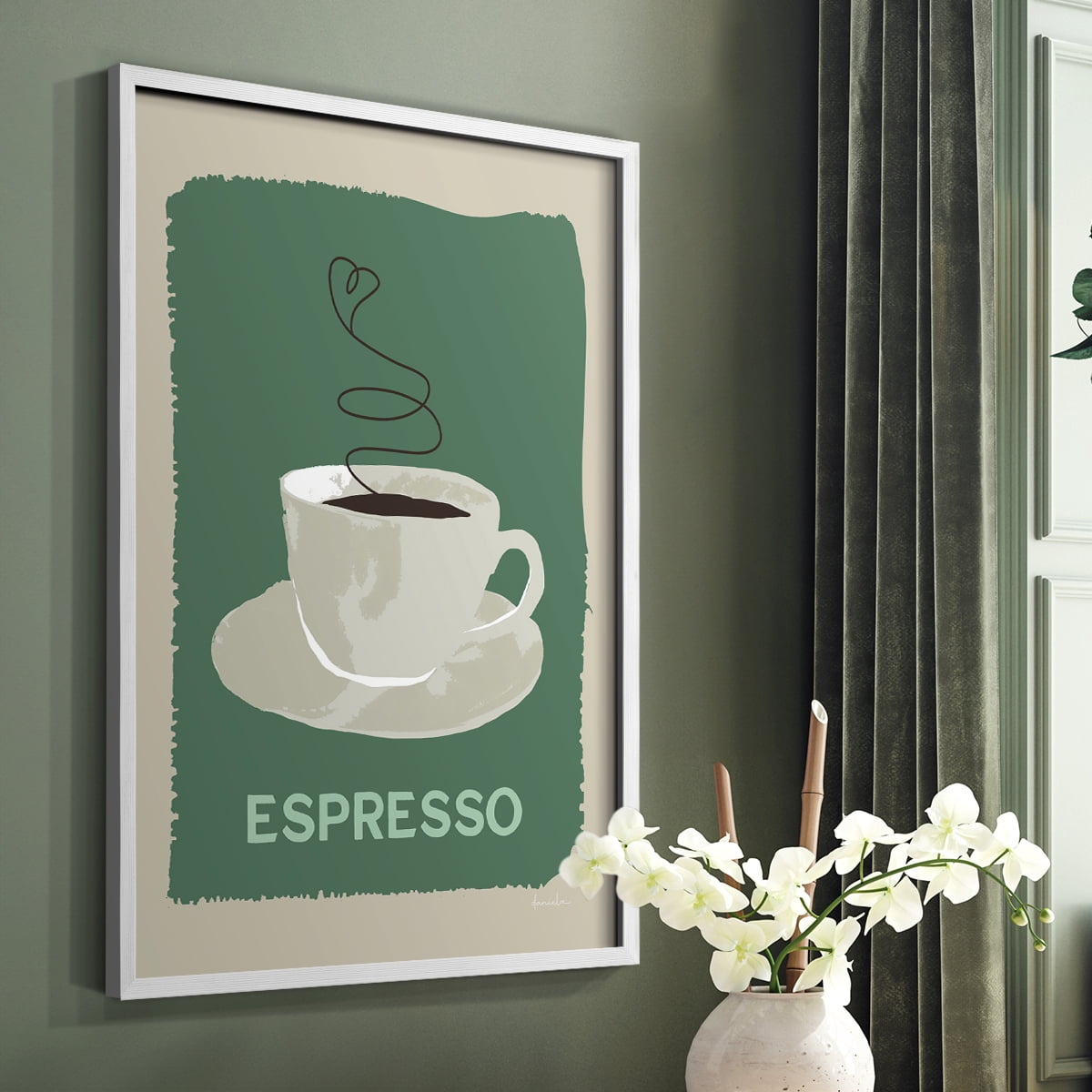 Modern Coffee IV in White Solid Wood 8 x 10 Framed Print