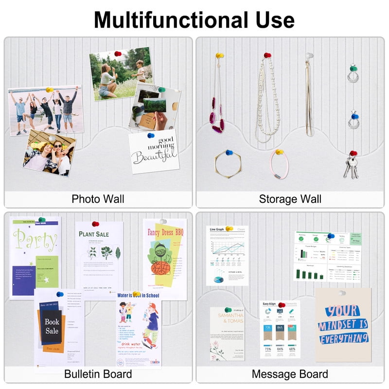 Felt Bulletin Board Push Pin Board Large Decorative Cork Boards for Walls Arch Decor Poster Board for Wall Picture Board for Photos Vision Pin Board for Walls Home Decor,48 x 24 inch ,4 Packs, White