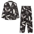 thumbnail image 5 of Garronmavis Halloween Pajamas for Womens 2 Piece Long Sleeve Button Down Sleepwear Soft Comft Loungewear V-Neck Pjs Set Funny Homewear, Black Bat Spider Web, 5 of 7