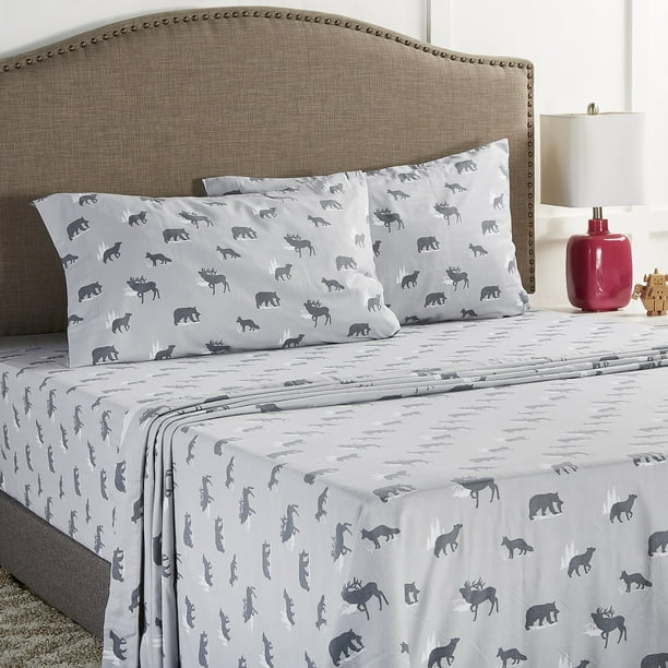 Mainstays Flannel Sheet Set, Animal Print, King Mainstays Flannel Sheet Set, Animal Print, King