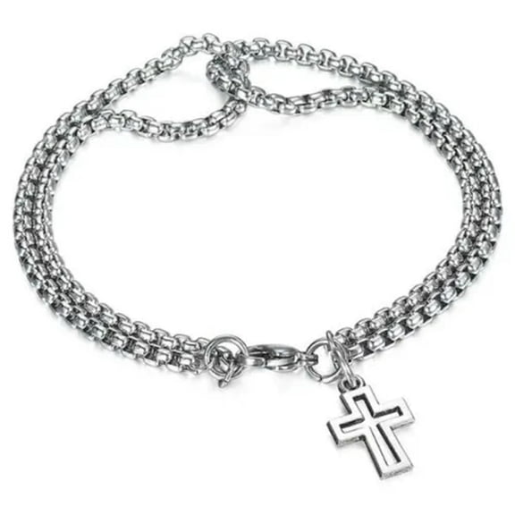 QQTDFG Stainless steel Retro Cross Open Bracelet Bangle Cuff Women Men Jewellery Gift-#3